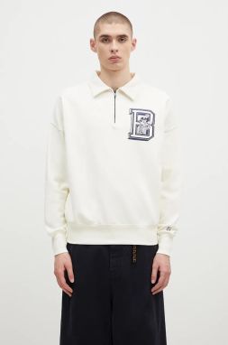 Bavlnená mikina Billionaire Boys Club College Quarter Zip pánska, béžová farba, s potlačou, B24343