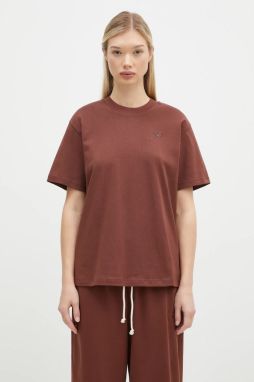 Bavlnené tričko New Balance Athletics Jersey dámske, hnedá farba, WT41501ROK