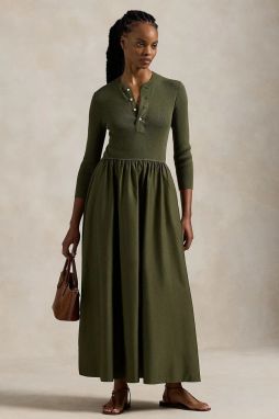 Šaty Polo Ralph Lauren zelená farba, maxi, áčkový strih, 211959906