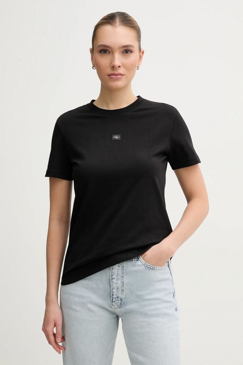 Bavlnené tričko Calvin Klein Jeans dámske, čierna farba, J20J225243