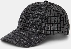 Bavlnená šiltovka Guess LONDON čierna farba, vzorovaná, AM9508 POL01