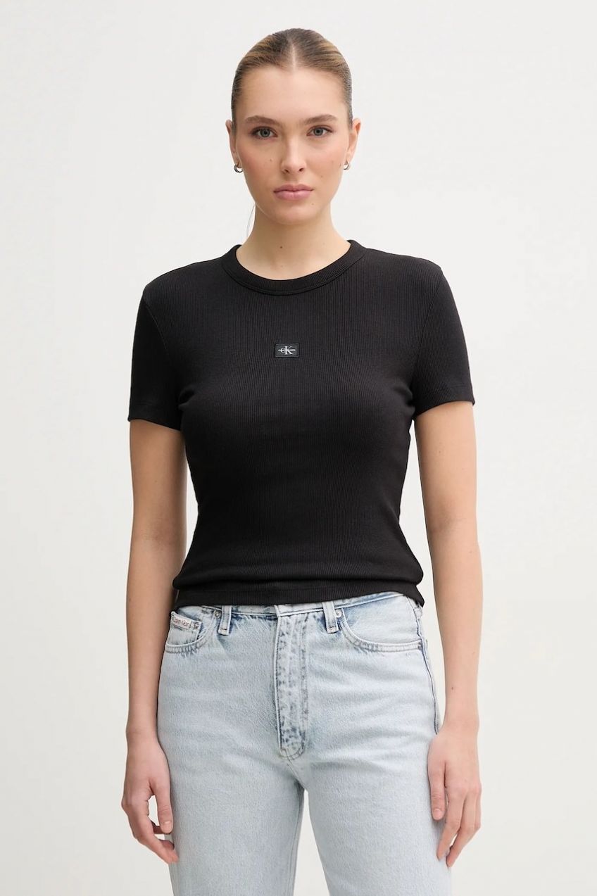 Tričko Calvin Klein Jeans dámske, čierna farba, J20J225245