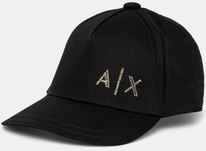 Bavlnená šiltovka Armani Exchange čierna farba, s potlačou, XM000282 AF12102
