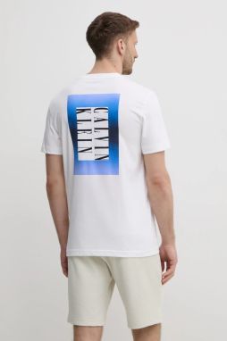 Bavlnené tričko Calvin Klein Jeans pánske, biela farba, s potlačou, J30J327478