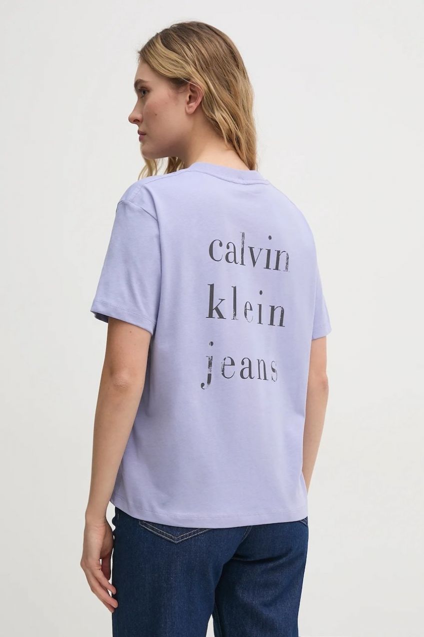 Bavlnené tričko Calvin Klein Jeans dámske, fialová farba, J20J225238