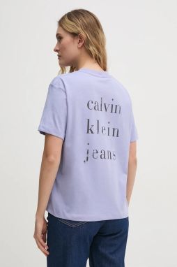 Bavlnené tričko Calvin Klein Jeans dámske, fialová farba, J20J225238