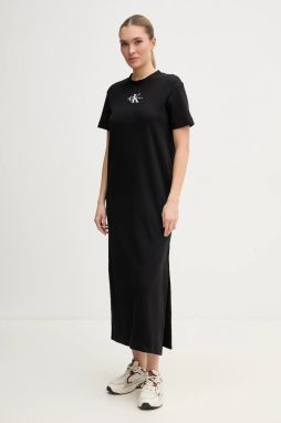Šaty Calvin Klein Jeans čierna farba, maxi, rovný strih, J20J225543