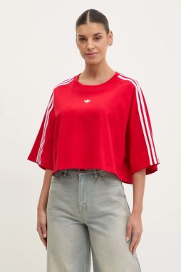 Bavlnené tričko adidas Originals BOXY TEE dámske, červená farba, JY8885