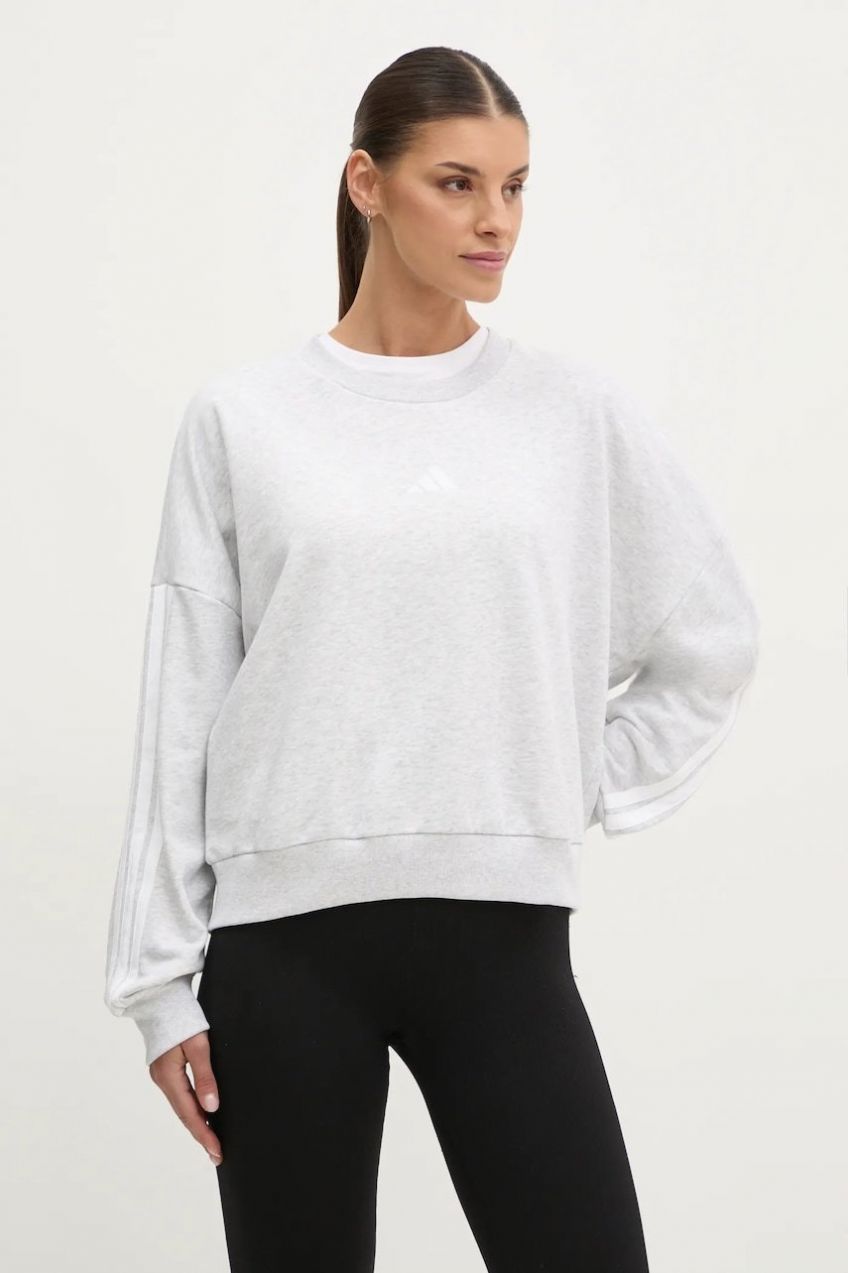 Mikina adidas Essentials dámska, šedá farba, melanžová, JD5292