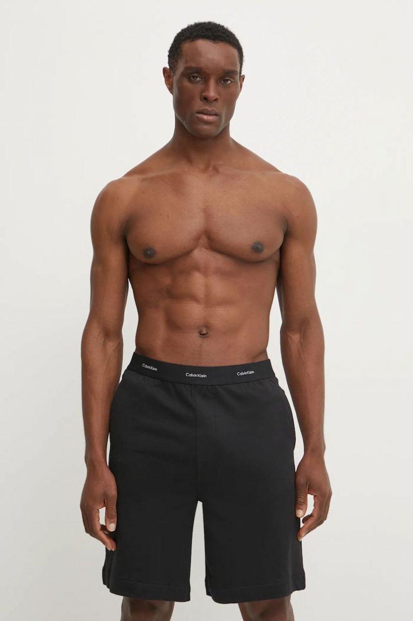 Pyžamové šortky Calvin Klein Underwear pánska, čierna farba, jednofarebná, 000NM2707E
