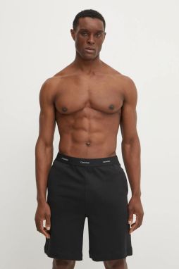 Pyžamové šortky Calvin Klein Underwear pánska, čierna farba, jednofarebná, 000NM2707E