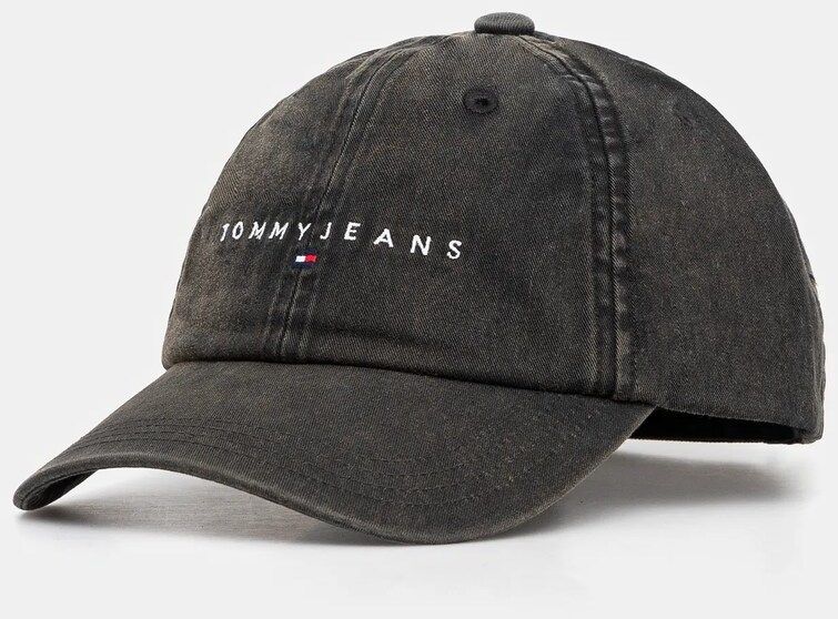 Bavlnená šiltovka Tommy Jeans čierna farba, s nášivkou, AW0AW17308