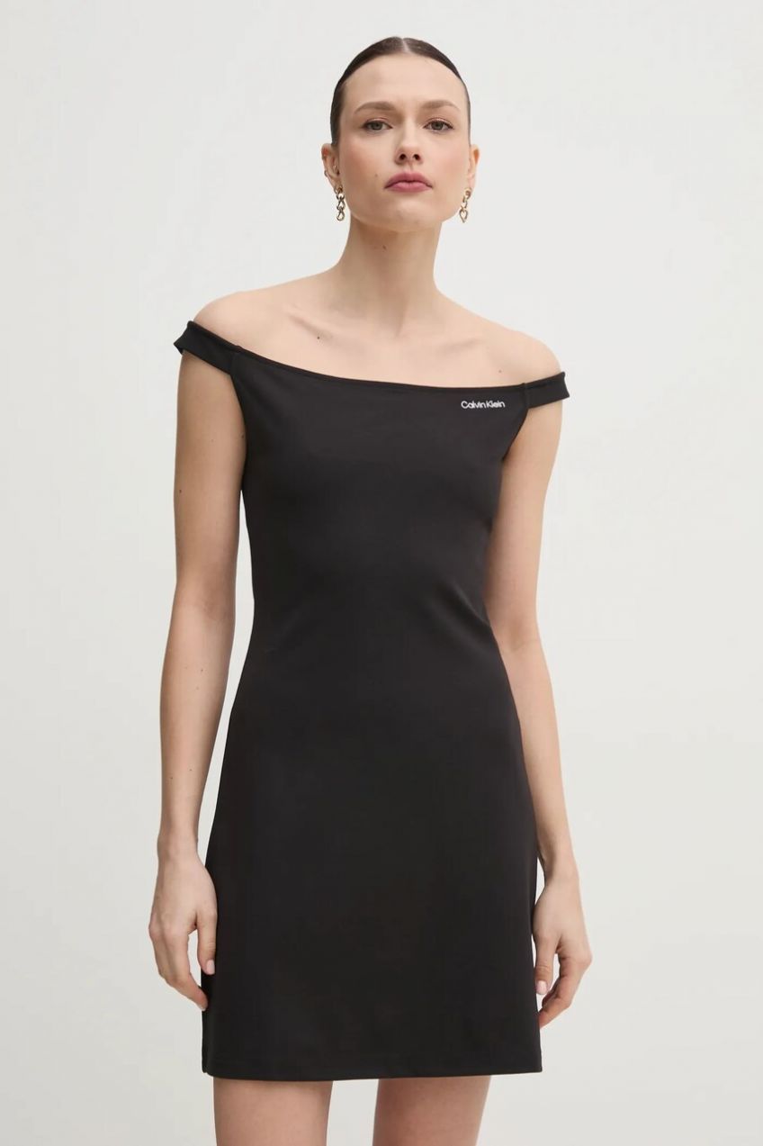 Šaty Calvin Klein Jeans čierna farba, mini, priliehavá, J20J225541
