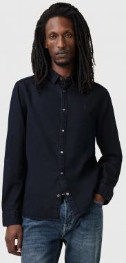 Rifľová košeľa AllSaints GLEASON LS SHIRT pánska, čierna farba, regular, s klasickým golierom, M165SB