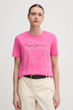 Bavlnené tričko Pepe Jeans RUMER dámske, ružová farba, PL506072