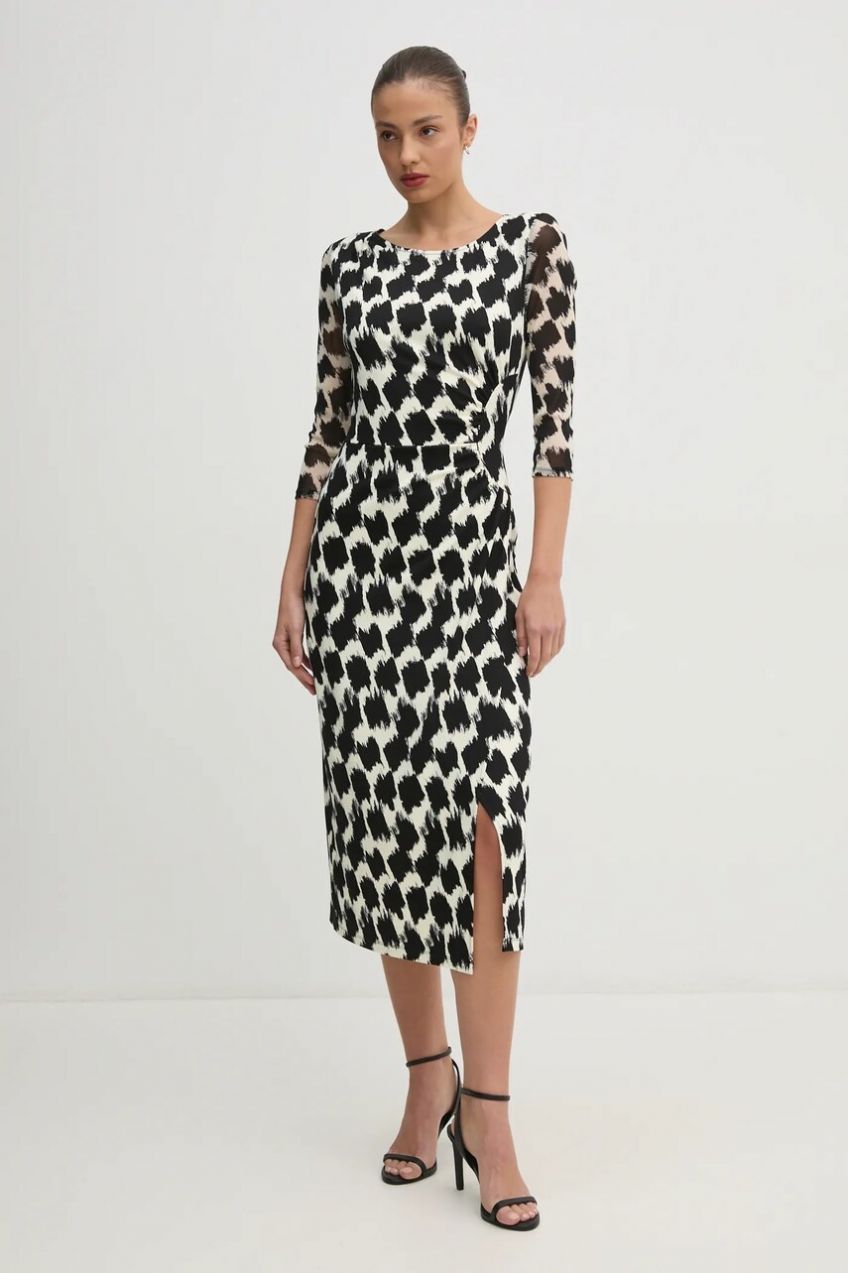 Šaty DIANE VON FURSTENBERG béžová farba, midi, priliehavá, DVFDL4S038