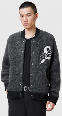 Vlnený kardigán AllSaints JACKSON pánsky, šedá farba, M010KC