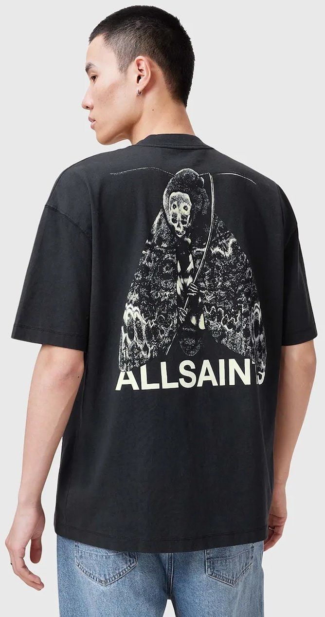 Bavlnené tričko AllSaints CHRYSALYPSE pánske, čierna farba, s potlačou, M025PC