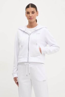 Mikina Dkny dámska, biela farba, s kapucňou, jednofarebná, DP5J9588