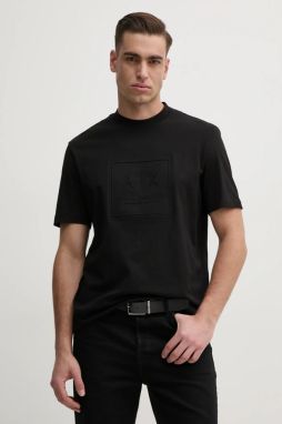 Bavlnené tričko Armani Exchange pánske, čierna farba, s potlačou, XM000089 AF10361