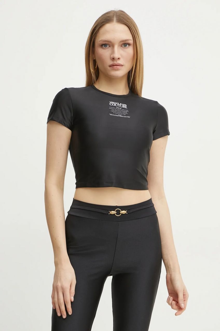 Tričko Versace Jeans Couture dámske, čierna farba, 78HAH6A2 J0223
