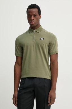 Polo tričko Karl Lagerfeld pánske, zelená farba, s nášivkou, 552221.745020
