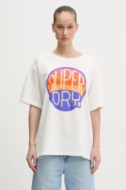 Bavlnené tričko Superdry dámske, biela farba, W1011752A-71D