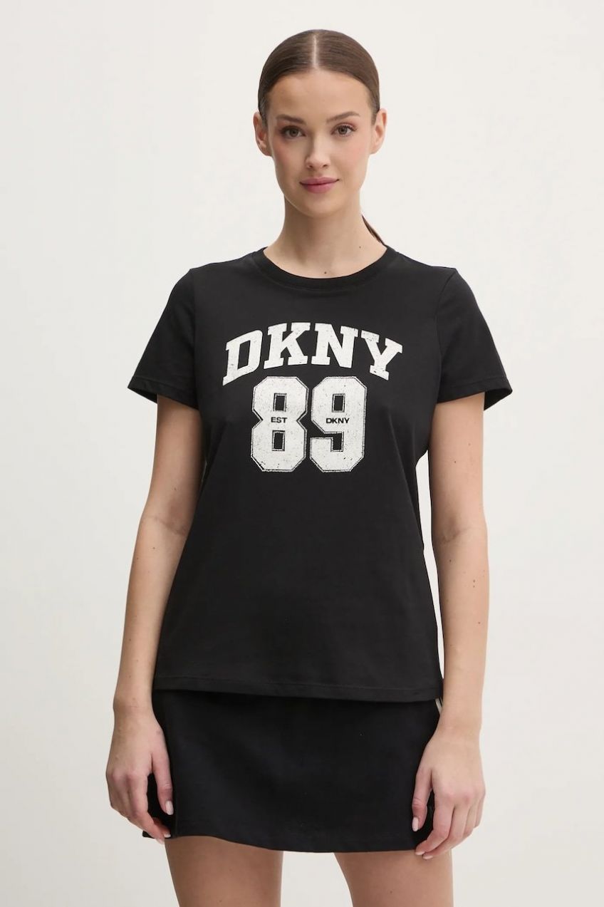 Bavlnené tričko Dkny dámske, čierna farba, DP5T1228
