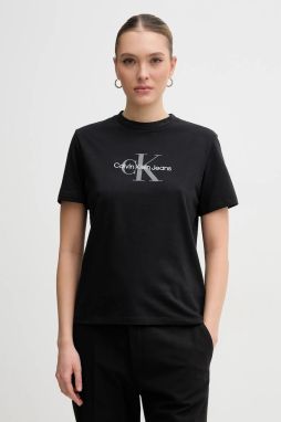 Bavlnené tričko Calvin Klein Jeans dámske, čierna farba, LV047B863G