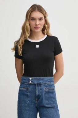 Bavlnené tričko Dkny dámske, čierna farba, DJ5T1340