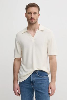 Polo tričko Tommy Hilfiger pánske, béžová farba, jednofarebné, UM0UM03528