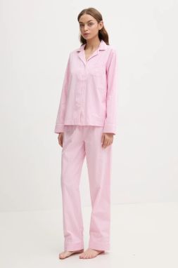 Bavlnené pyžamo Lauren Ralph Lauren ružová farba, bavlnené, ILN92315