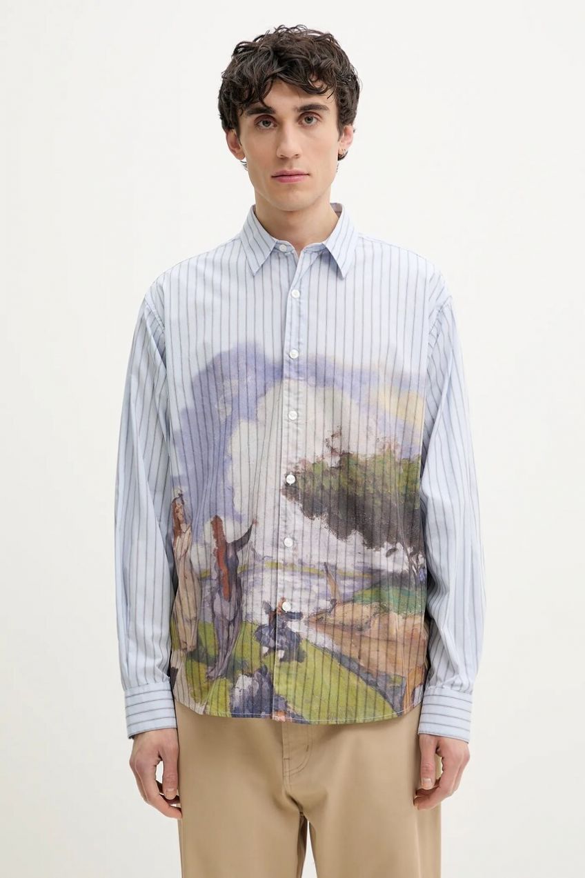 Bavlnená košeľa Desigual ARTWORK pánska, voľný strih, s klasickým golierom, 25SMCW05