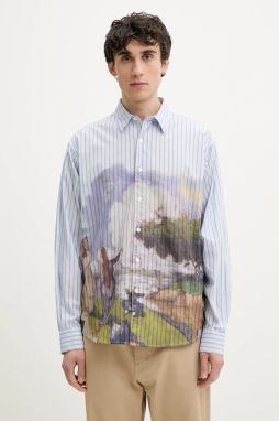 Bavlnená košeľa Desigual ARTWORK pánska, voľný strih, s klasickým golierom, 25SMCW05