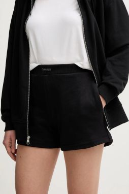 Detské bavlnené šortky Calvin Klein Jeans dámske, čierna farba, jednofarebné, vysoký pás, J20J225525
