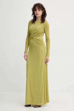 Šaty Nanushka ROZAL zelená farba, maxi, áčkový strih, NW25RSDR16464