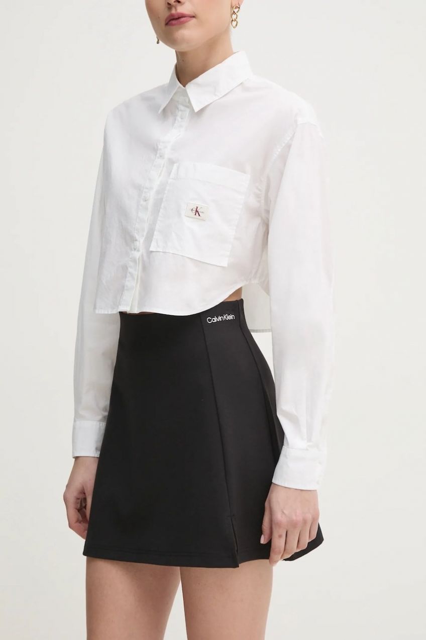 Sukňa Calvin Klein Jeans čierna farba, mini, áčkový strih, J20J225333