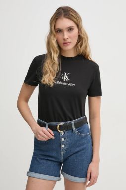 Bavlnené tričko Calvin Klein Jeans dámske, čierna farba, J20J225545