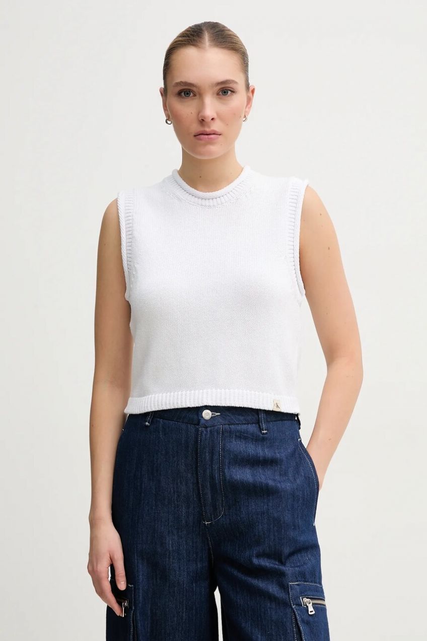 Vesta Calvin Klein Jeans dámska, biela farba, J20J225226