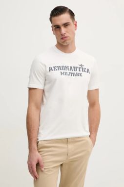 Bavlnené tričko Aeronautica Militare pánske, biela farba, s potlačou, TS2407J677