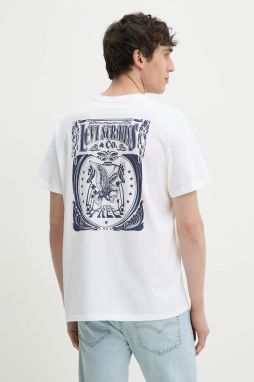 Bavlnené tričko Levi's GRAPHIC CREWNECK TEE pánske, biela farba, s potlačou, 22491