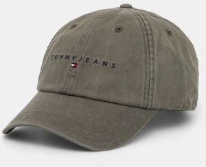 Bavlnená šiltovka Tommy Jeans zelená farba, s nášivkou, AM0AM13355