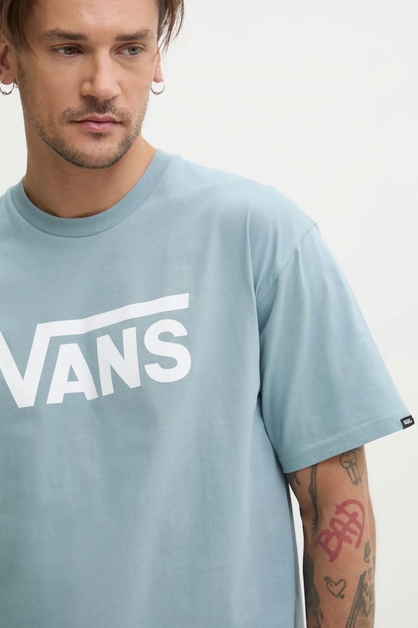 Bavlnené tričko Vans pánske, šedá farba, s potlačou, VN000GGGCFL1