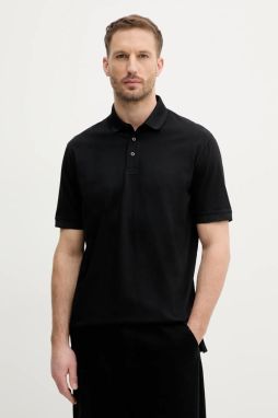 Bavlnené polo tričko Armani Exchange pánske, čierna farba, jednofarebné, XM000329 AF10364