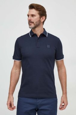 Polo tričko BOSS Orange pánske, tmavomodrá farba, jednofarebný, 50507699