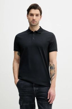 Polo tričko Calvin Klein Jeans pánske, čierna farba, jednofarebné, LV040HM281