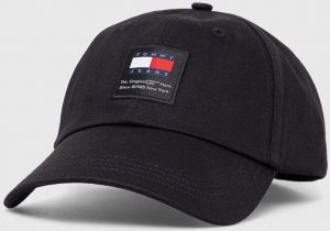 Bavlnená šiltovka Tommy Jeans čierna farba,s nášivkou,AM0AM12016
