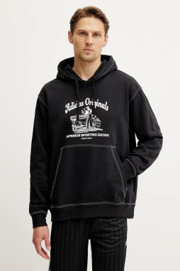 Bavlnená mikina adidas Originals Wabash pánska, čierna farba, s kapucňou, s potlačou, JP4483