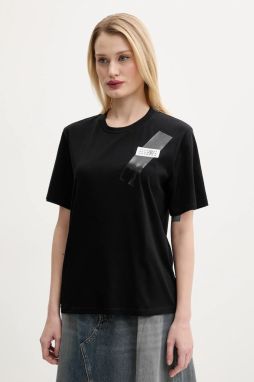 Bavlnené tričko MM6 Maison Margiela dámske, čierna farba, S52GC0336