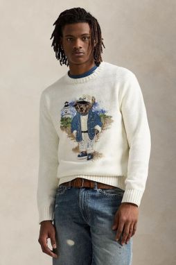 Bavlnený sveter Polo Ralph Lauren pánsky, biela farba, 710964797